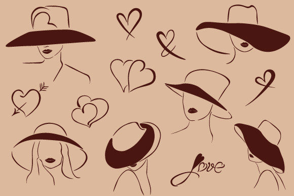 Abstract Female Portrait, Valentines Day Graphics