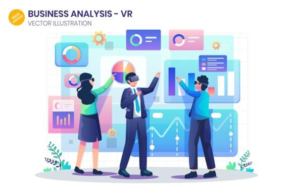 Business Analysis VR Flat Illustration Graphics