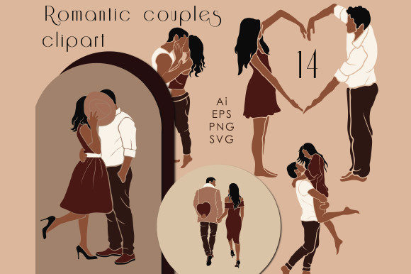 Couple Clipart: Modern Graphics for Romantic Illustrations