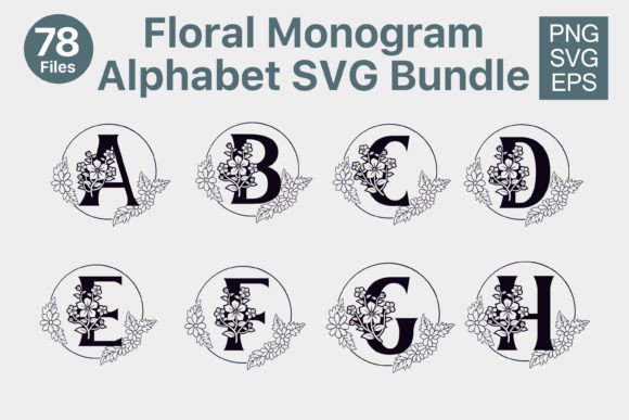 Floral Alphabet Monogram SVG Graphics