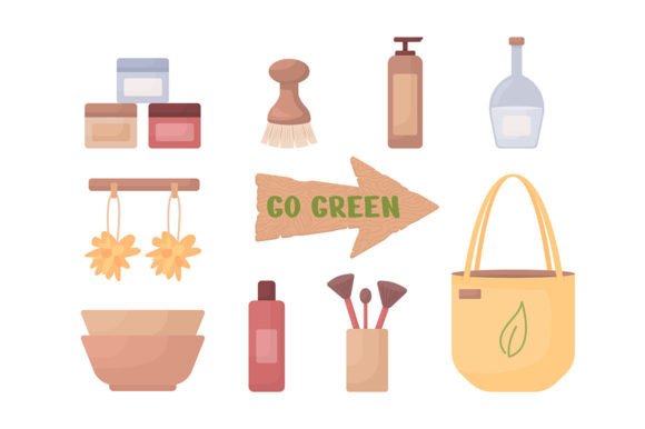 Go Green Objects Set: Graphics and Illustrations for Creative Projects