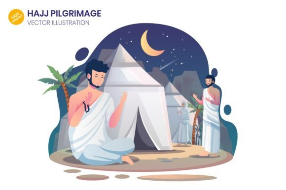 Islamic Hajj Pilgrimage Illustration
