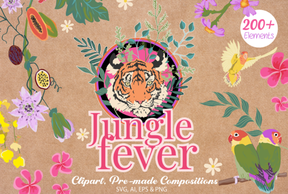 Jungle Paradise Botanical Clipart: Graphics for Creative Design
