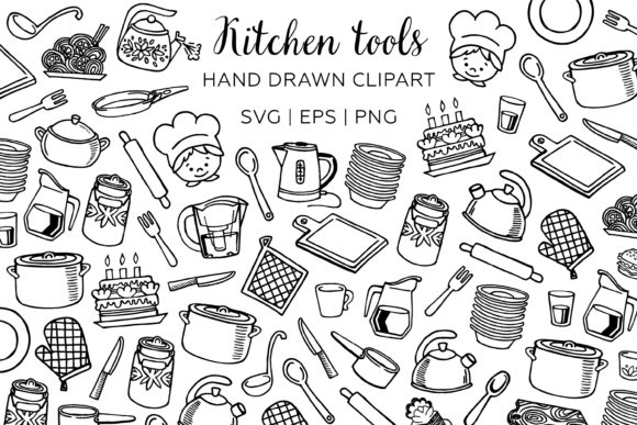 Kitchen Doodle Clipart: Graphics for Real Local Business Branding