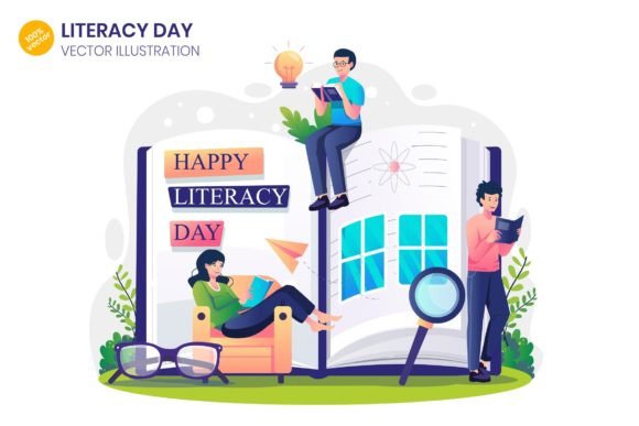 Literacy Day Illustration for Graphics and Illustrations