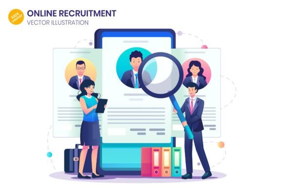Online Recruitment Flat Illustration