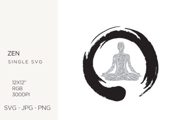 Person in Meditation Pose and Zen Symbol