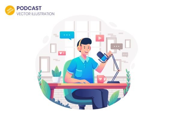 Podcast Illustration - SVG AI EPS