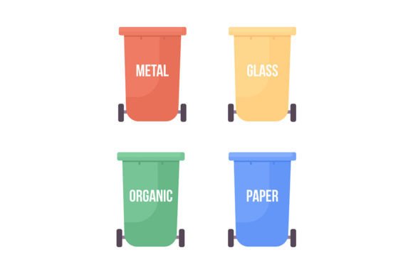 Recycling Bins Objects Set Graphics and Illustrations