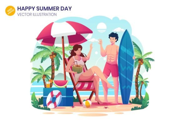 Summer Day Illustration - SVG AI EPS