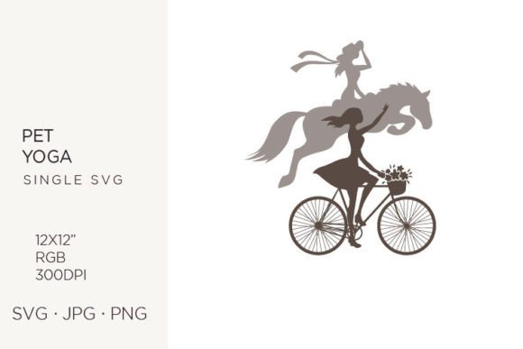 Two Girls, Riding Horse and Bicycle
