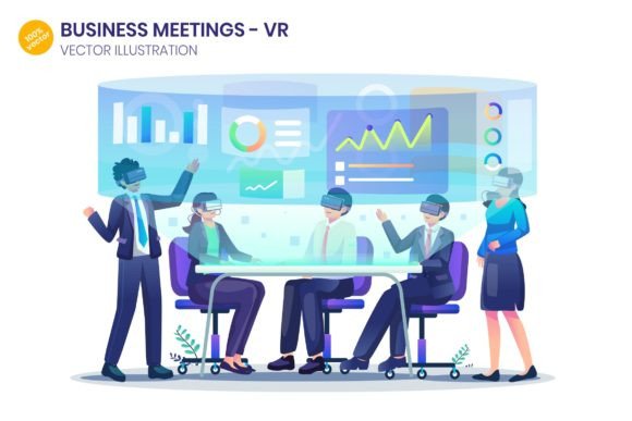 Virtual Reality Meetings Illustration Graphics