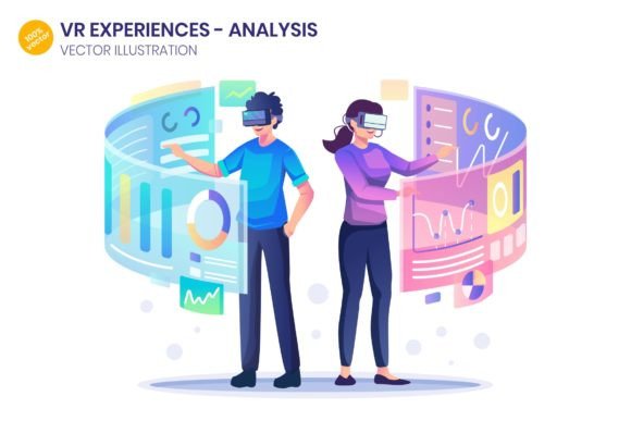 VR Analysis Flat Illustration Graphics and Illustrations