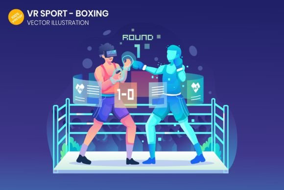 VR Boxing Sport Flat Illustration Graphics