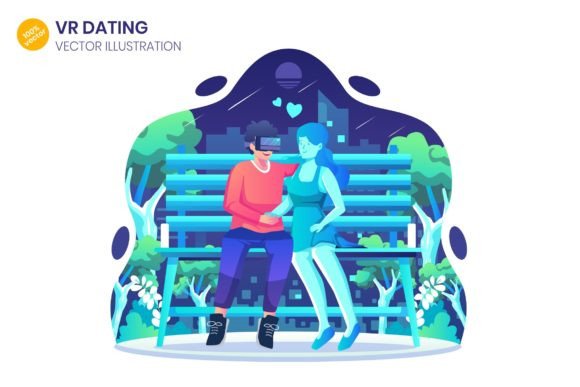 VR Dating Flat Illustration