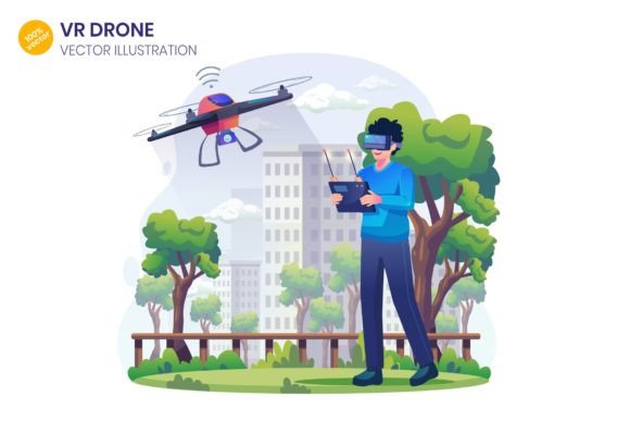 VR Drone Flat Illustration Graphics