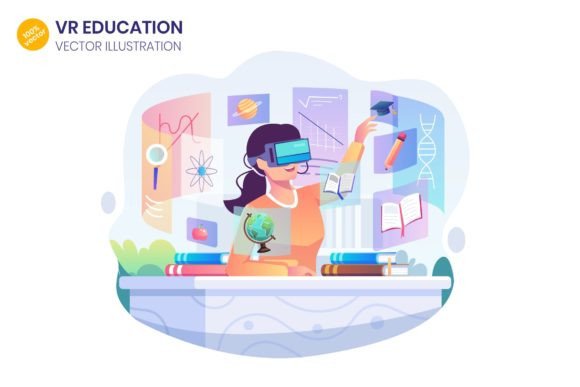 VR Education Flat Illustration Graphics
