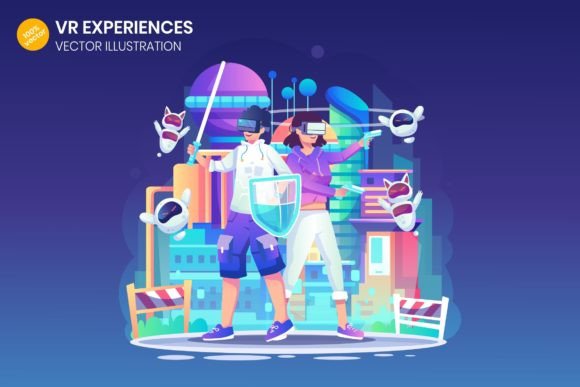 VR Experiences Flat Illustration Graphics