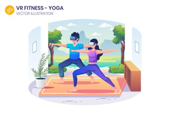 VR Fitness Yoga Illustration Graphics