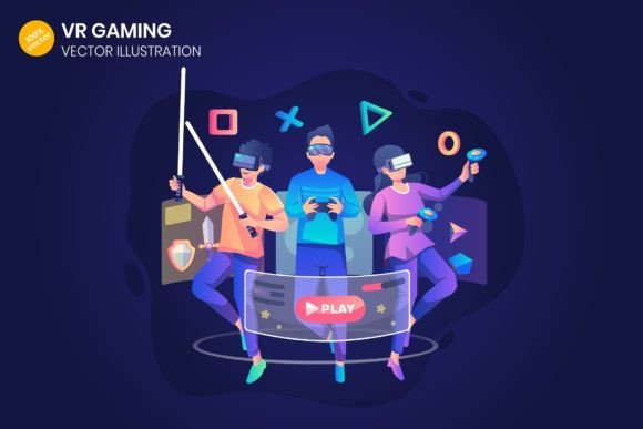 VR Gaming Flat Illustration Graphics and Illustrations