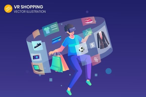VR Shopping Flat Illustration Graphics