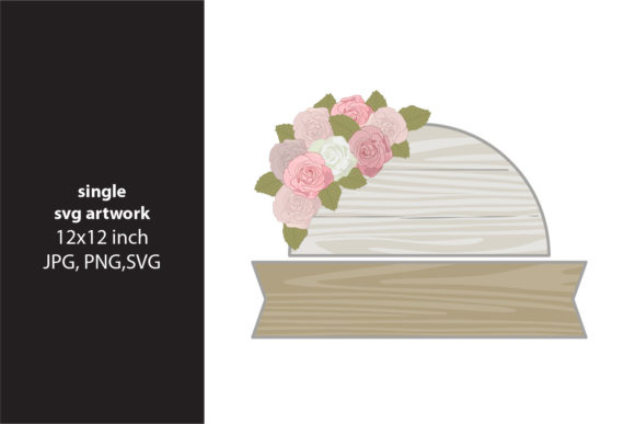 Wooden Board with Roses Graphics and Illustrations