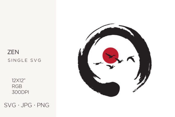 Zen Symbol and Birds: Graphics for Elegant Branding