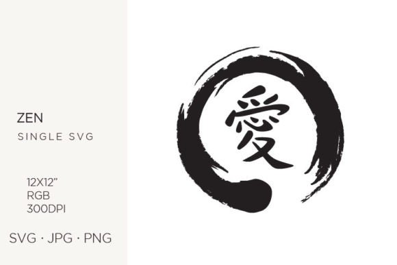 Zen Symbol with Japan Sign Meaning Love Graphics